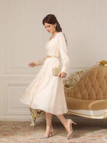 CUCCOO TILAWA Champagne Crystal High Heel Wedding Party Pumps, Women's Pointed Toe Sexy Slip-On Stilettos For Christmas - Champagne - View 10