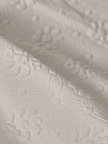 SHEIN Pregnant Women's Summer Vacation Textured Drawstring Detail Spaghetti Strap Camisole   Ruffle  Maternity Tops - White - View 5