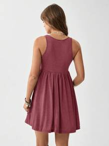 Wildy Rochie cu nasturi în fața linie A - Lemn rosu - Vizualizare 2