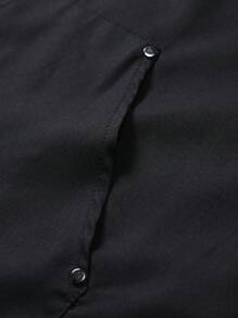 Manfinity EMRG 大码男士休闲十字印花短袖衬衫和短裤套装，夏季 - 黑色 - 查看 8