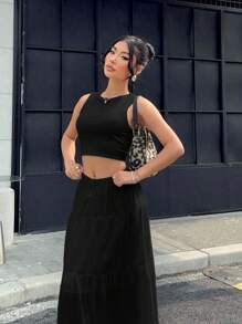 SHEIN EZwear Women Two Pieces Outfits For Daily Wear - Black - View 4