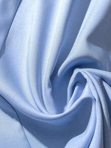 GlowEve Falda elegante de un solo botonadura con cinturón de unicolor para mujer - Azul - Ver 5