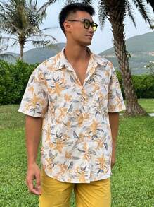DAZY Summer Multi-Color Floral All Over Print Men's Beach/Holiday Shirt