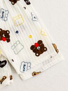 2025 Young Boys Cartoon Print Short Sleeve T-Shirt And Shorts Home Outfit 4Pcs Set, Summer