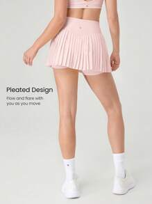 GLOWMODE Ayo Pakai Rok Tenis Berlipit Pinggang Silang Sedang yang Menyerap Keringat dan Elastis dengan Celana Pendek Terintegrasi dan Kantong Samping untuk Tenis, Golf, dan Aktivitas Sehari-hari - Baby Pink - View 4
