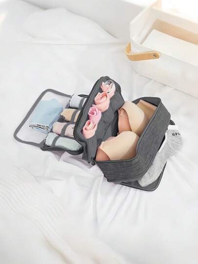 Waterproof Underwear Storage Bag With Handle - Multi-Functional Travel Organizer For Lingerie, Makeup & Accessories (Large Capacity, Boho Style)