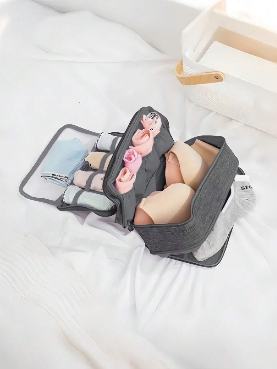 Waterproof Underwear Storage Bag With Handle - Multi-Functional Travel Organizer For Lingerie, Makeup & Accessories (Large Capacity, Boho Style)