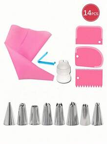 21件/14件/套蛋糕装饰工具套装 - 粉色蛋糕模具烘焙工具套装