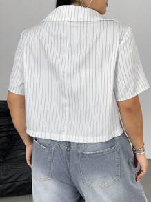 POPSWAY 优雅、度假、夏季、简约时尚百搭纯黑色短袖西装外套 - 黑與白 - 查看 2