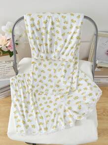 2 piezas Pantalones de pijama románticos minimalistas con flores rústicas de talla grande