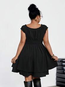SHEIN EZwear Vestito nero da donna in taglie comode, a tubino, a ruota