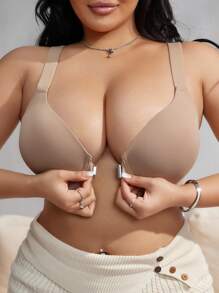 Soutien-gorge de maintien avec armatures, fermeture avant, à bretelles réglables et dos croisé, pour femmes en tailles fortes. Rehausse la posture. - Nude - Voir 2