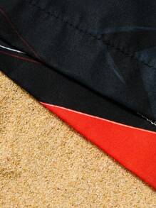 Manfinity Swimmode Men's Red And Black Polyester Bermuda Beach Shorts With Pockets - Black - View 3