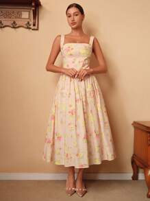 Savoree Women Floral Spaghetti Strap High-Low Elegant Party Dress - Multicolor - View 6