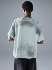 NEON BLANC Men's Street Style Graphic Letter Print Knit T-Shirt, Suitable For Summer, Streetwear Edition - Baby Blue - View 3