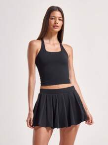 Musera Sport Áo tank top thể thao nữ tập luyện mùa hè, sân tennis, phòng tập gym, dáng ôm, chạy bộ, thể dục mùa đông - màu đen - Xem 1