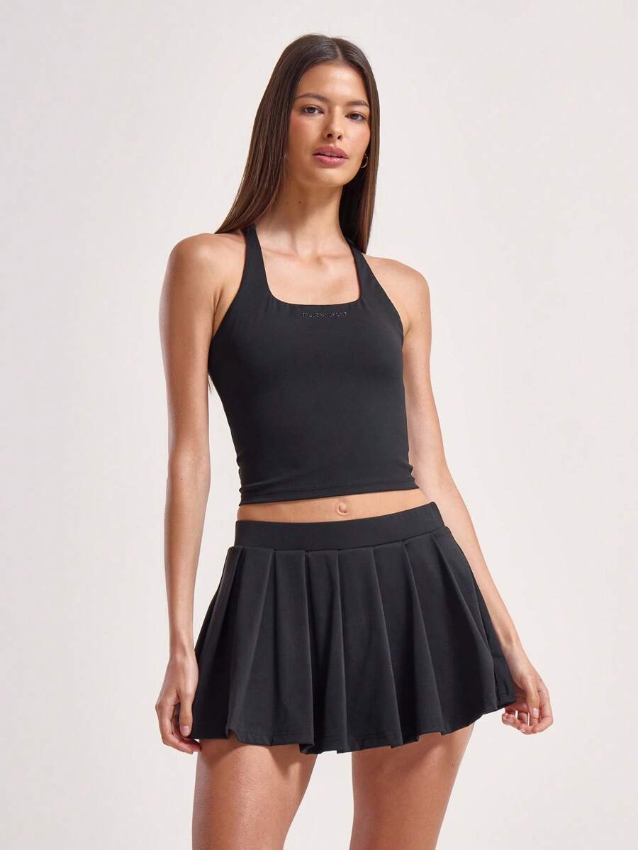 Musera Sport Áo tank top thể thao nữ tập luyện mùa hè, sân tennis, phòng tập gym, dáng ôm, chạy bộ, thể dục mùa đông - màu đen - Xem 1