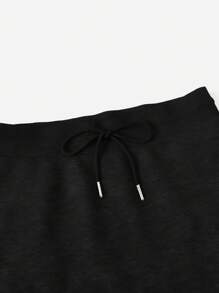 SHEIN EZwear 女士休闲运动针织迷你裙，夏季 - 黑色 - 查看 4