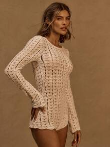 MUSERA Tuta aderente in maglia all'uncinetto, outfit Ibiza, adatto per vacanze, primavera, estate, spiaggia, stile boho, Western White Isle, beach club, stile country occidentale, autunno inverno, uso quotidiano a Nashville