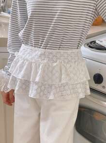 DAZY Falda con pliegues, volantes y cordón ajustable en la cintura, versátil para primavera/verano