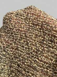 SHEIN LUNE Solid Crew Neck Sheer Casual Fashion Pullover Sweater Knit Pullover Fall Winter - Khaki - View 3