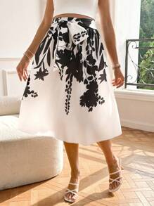 SHEIN 孕妇碎花扭腰休闲度假裙 - 白色 - 查看 5