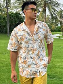 DAZY Summer Multi-Color Floral All Over Print Men's Beach/Holiday Shirt