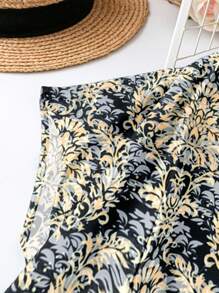EMERY ROSE Chemise décontractée à col V et manches courtes avec imprimé floral pour grandes tailles