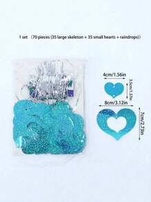 1 Set holografische herzförmige Girlande, blaue Hängegirlande mit Herzen, Valentinstag Dekoration, für Heim, Hochzeit, Jahrestag, Party, Weihnachten