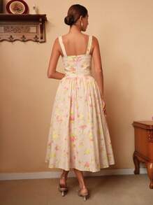 Savoree Women Floral Spaghetti Strap High-Low Elegant Party Dress - Multicolor - View 3