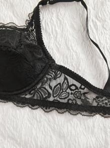 DesireSculpt Bộ 5 chiếc/Bộ đồ lót ren hoa thoải mái cho nữ - màu đen - Xem 4