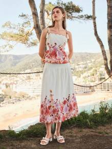 MOTF PREMIUM LINEN FLORAL PRINT SKIRT