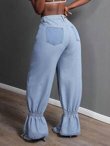 Slaydiva Quần Jeans Ống Loe Thường Ngày Cho Nữ - Rửa nhẹ - Xem 3