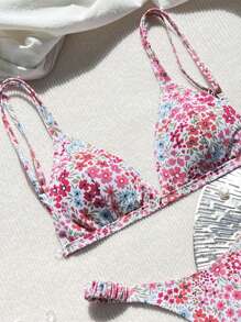 Swim Mod Maiô floral separado para férias na praia, estampa aleatória - Multicolorido - Ver 4