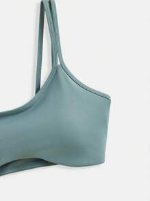SHEIN 女士纯色舒适休闲健身运动文胸 - 綠色 - 查看 3