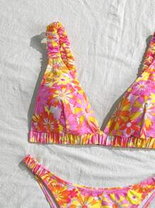 Swim Mod Women's Floral Print Bikini Set, Ideal For Summer Beach Vacation