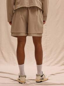 Musero Drawstring Pleat Detail Shorts Co Ord Bottom Only Spring Summer Streetstyle Holiday Vacation - Light Grey - View 4