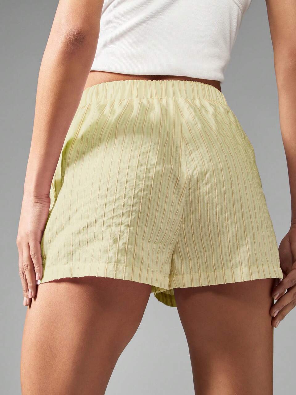 MISSGUIDED High Waisted Elastic Waist Summer Loungewear Vertical Striped Shorts With Side Pockets Resort Beach Casual Pull On Shorts Spring Style