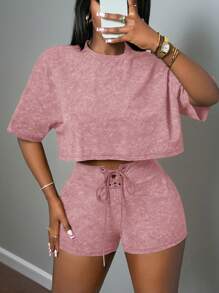 Slaydiva Women Two Pieces Outfits For Daily Wear - Pink - View 3