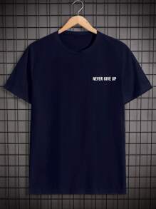 RueChic 2 pièces Hommes T-shirts réguliers en coton avec impression de lettre
