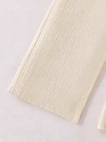 SHEIN Vintaside Kids 青春期女孩两件套：纯色荷叶边下摆吊带背心和裤子 - 杏色 - 查看 4