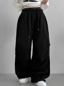 DAZY 女士宽松休闲街头运动裤 女士慢跑裤 - 黑色 - 查看 5