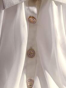 GlowEve Women's Sleeveless Open Front Ruffle Backless Halter Neck Blouse - White - View 3