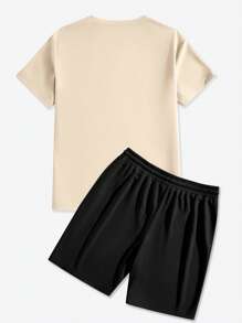 Manfinity Homme 2pcs Men's Casual Round Neck Short Sleeve T-Shirt And Shorts Set, Summer Summer Outfits For Men