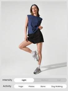 GLOWMODE Tank Top Katun Pima yang Dicuci, Nyaman, Bahu Lebar, Lubang Lengan Dalam Dua Lapis, Belahan Samping, Cocok untuk Olahraga, Latihan, dan Pakaian Kasual Sehari-hari. - Navy Blue - View 5