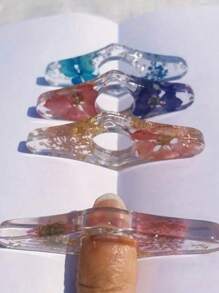 1 件树脂环氧压花书签，创意阅读配件，书立，拇指书支架，书架返校 - 多色 - 查看 5