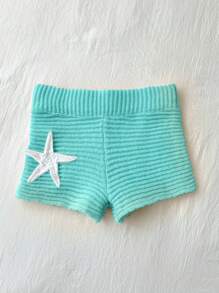 Elamini Hand Crochet Starfish Beach Shorts For Holiday - Green - View 3