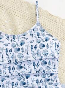 Tween Girls' One-Piece Swimsuit, Summer Kids Bathing Suit Sets Bathing Suits For Kids Two Pieces Bathing Suit For Kids Bathing Suits For Kids One Piece Bathing Suits For Toddlers - Teal Blue - View 3