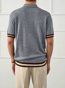 RueChic Men Solid Half Button Old Money Regular Polo Shirt - Grey - View 2