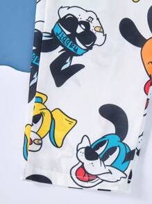 SHEIN 2 pezzi Completo casual per bimbi piccoli con camicia a colletto e pantaloni con stampa colorata di cani, con borsa a tracolla, adatto per attività all'aperto, primavera/estate